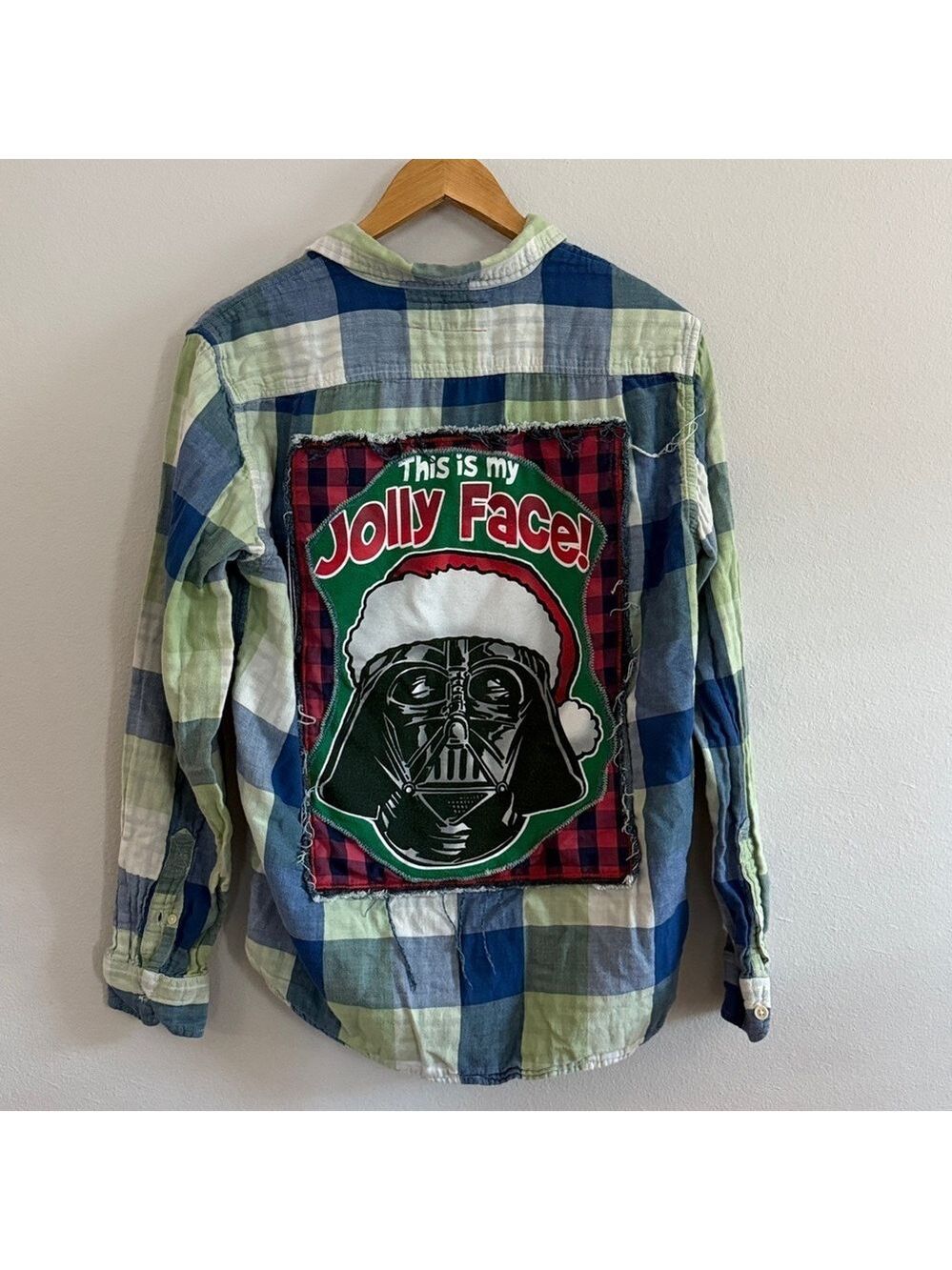 Starwars "This is my Jolly Face" Darth Vader Plaid Button-Up Shirt